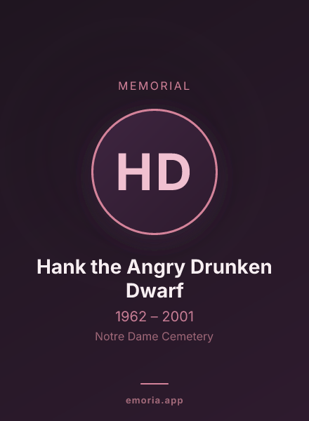 Memorial portrait of Hank the Angry Drunken Dwarf