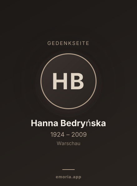 Gedenkportrait von Hanna Bedryńska