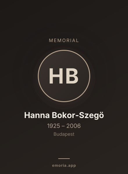 Memorial portrait of Hanna Bokor-Szegö