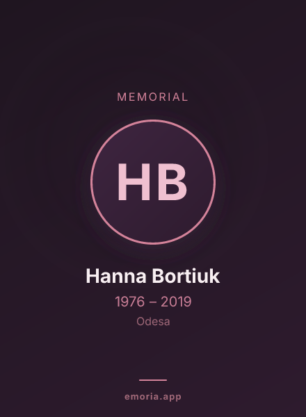 Memorial portrait of Hanna Bortiuk