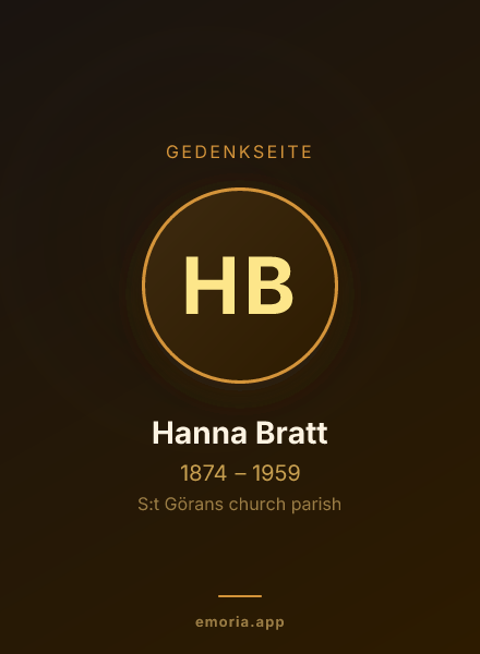 Gedenkportrait von Hanna Bratt