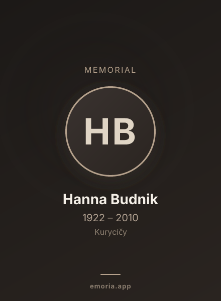 Memorial portrait of Hanna Budnik