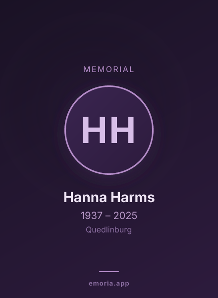 Memorial portrait of Hanna Harms