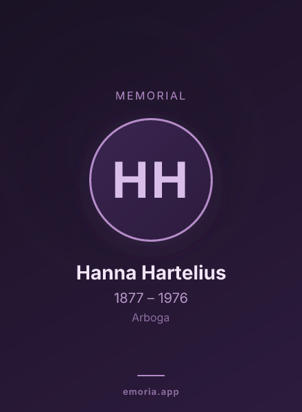 Memorial portrait of Hanna Hartelius