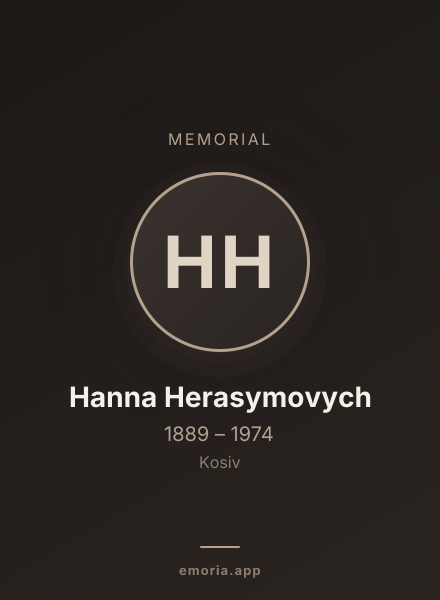 Memorial portrait of Hanna Herasymovych