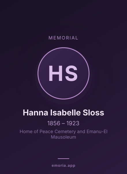 Memorial portrait of Hanna Isabelle Sloss
