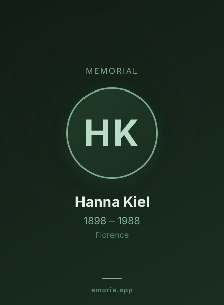 Memorial portrait of Hanna Kiel