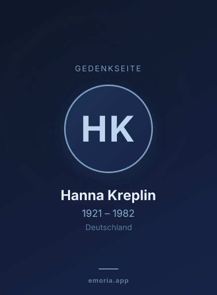 Gedenkportrait von Hanna Kreplin