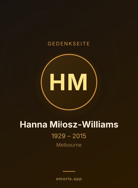 Gedenkportrait von Hanna Miłosz-Williams
