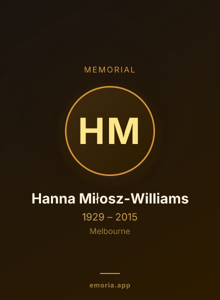 Memorial portrait of Hanna Miłosz-Williams