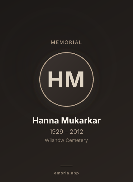 Memorial portrait of Hanna Mukarkar