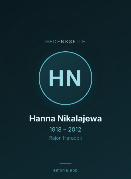 Gedenkportrait von Hanna Nikalajewa