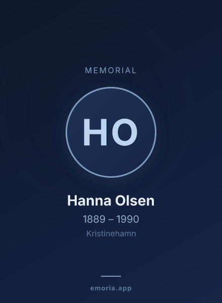 Memorial portrait of Hanna Olsen