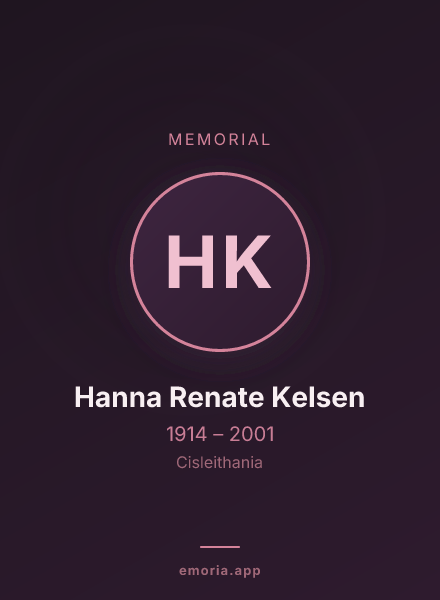 Memorial portrait of Hanna Renate Kelsen