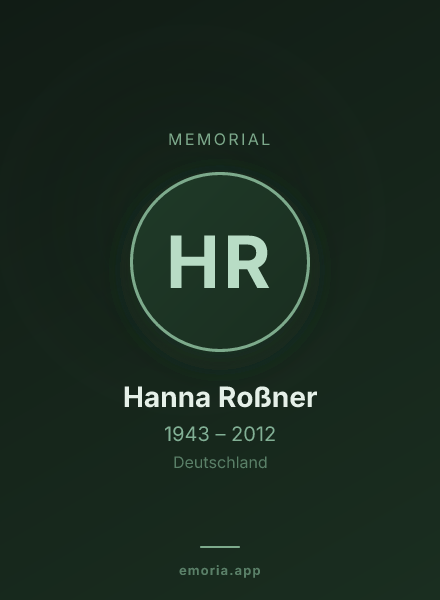 Memorial portrait of Hanna Roßner