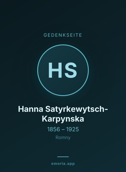 Gedenkportrait von Hanna Satyrkewytsch-Karpynska