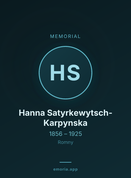 Memorial portrait of Hanna Satyrkewytsch-Karpynska