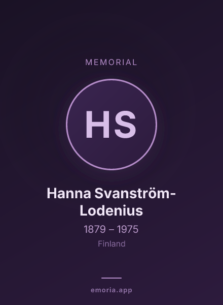 Memorial portrait of Hanna Svanström-Lodenius