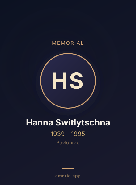 Memorial portrait of Hanna Switlytschna
