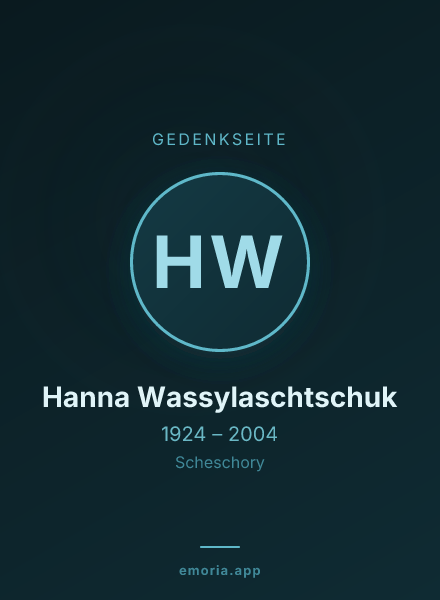 Gedenkportrait von Hanna Wassylaschtschuk