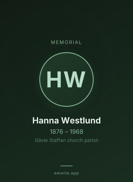 Memorial portrait of Hanna Westlund
