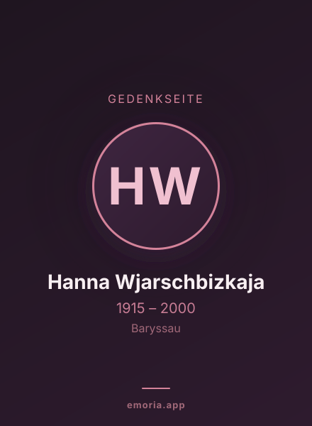 Gedenkportrait von Hanna Wjarschbizkaja