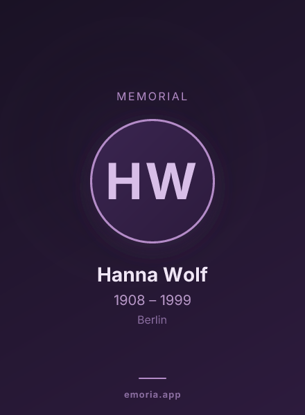 Memorial portrait of Hanna Wolf