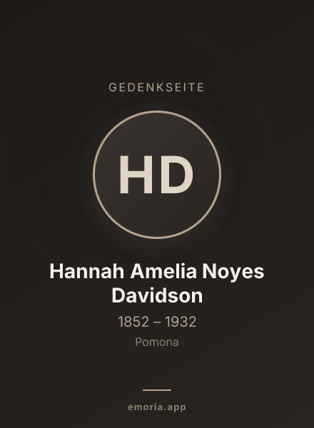 Gedenkportrait von Hannah Amelia Noyes Davidson