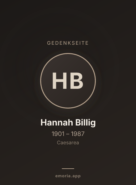 Gedenkportrait von Hannah Billig