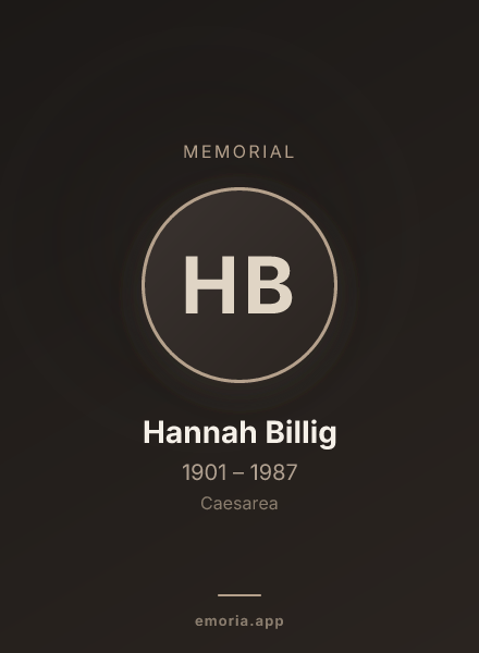 Memorial portrait of Hannah Billig