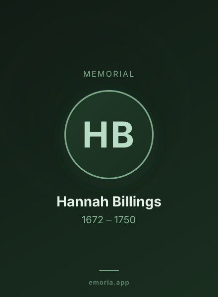 Memorial portrait of Hannah Billings