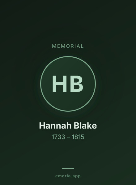 Memorial portrait of Hannah Blake