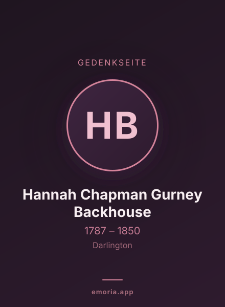 Gedenkportrait von Hannah Chapman Gurney Backhouse