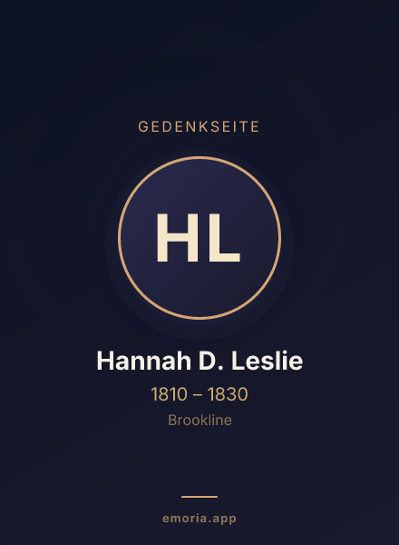 Gedenkportrait von Hannah D. Leslie