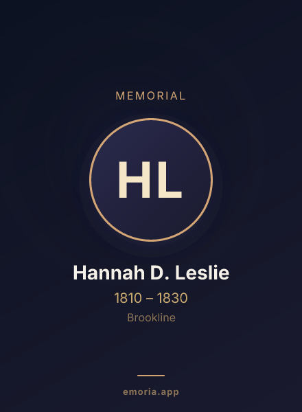 Memorial portrait of Hannah D. Leslie