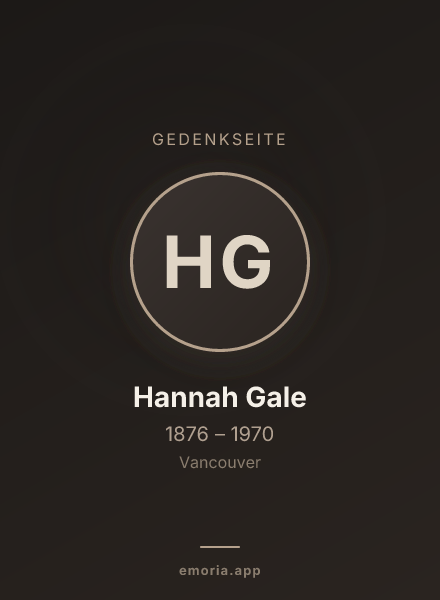 Gedenkportrait von Hannah Gale