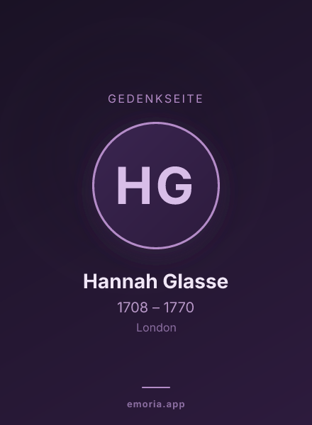 Gedenkportrait von Hannah Glasse