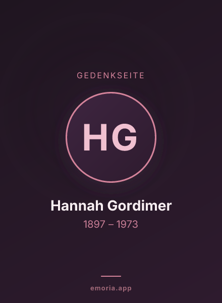 Gedenkportrait von Hannah Gordimer