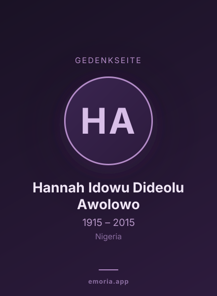 Gedenkportrait von Hannah Idowu Dideolu Awolowo
