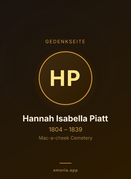 Gedenkportrait von Hannah Isabella Piatt