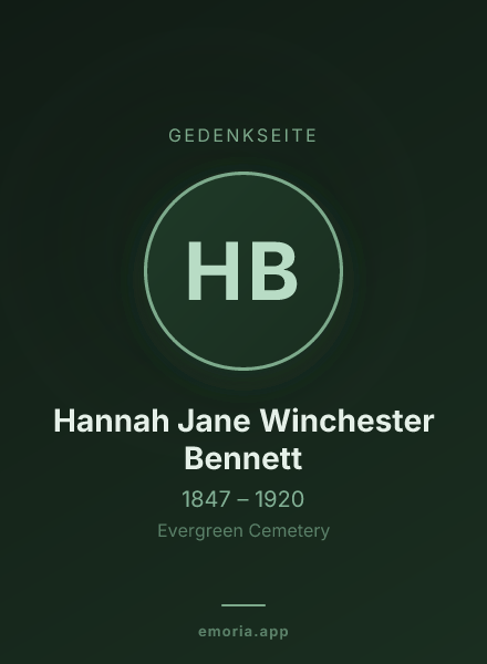 Gedenkportrait von Hannah Jane Winchester Bennett