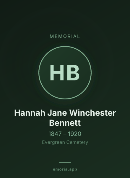 Memorial portrait of Hannah Jane Winchester Bennett