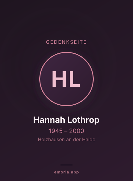 Gedenkportrait von Hannah Lothrop