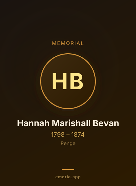 Memorial portrait of Hannah Marishall Bevan