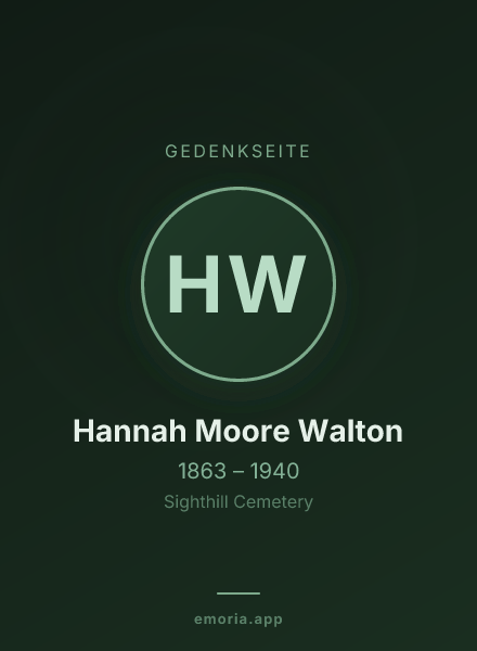 Gedenkportrait von Hannah Moore Walton