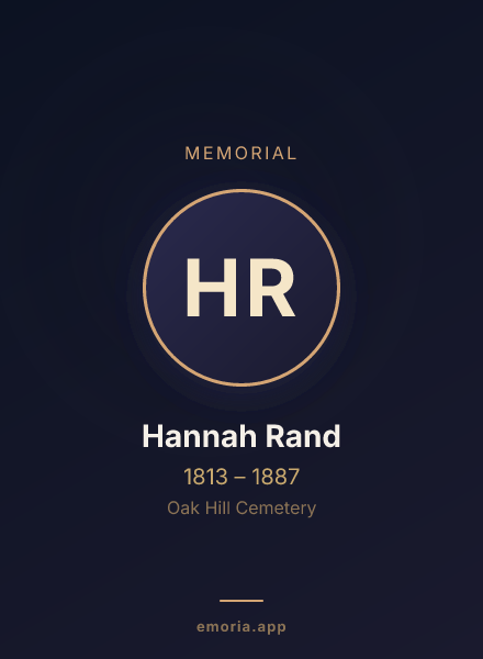 Memorial portrait of Hannah Rand