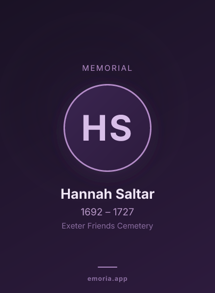 Memorial portrait of Hannah Saltar