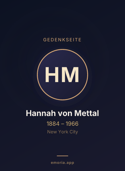 Gedenkportrait von Hannah von Mettal