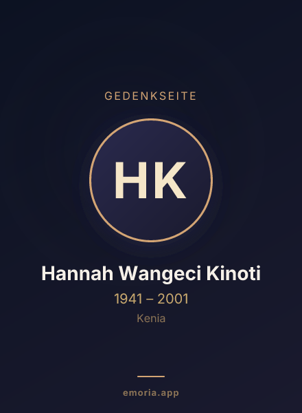 Gedenkportrait von Hannah Wangeci Kinoti