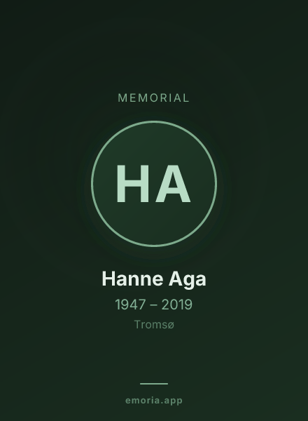 Memorial portrait of Hanne Aga